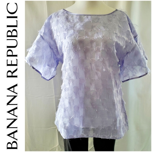 Purple Levender Shortsleeve Blouse Sheer Lightweight By Banana Republic - Picture 1 of 9